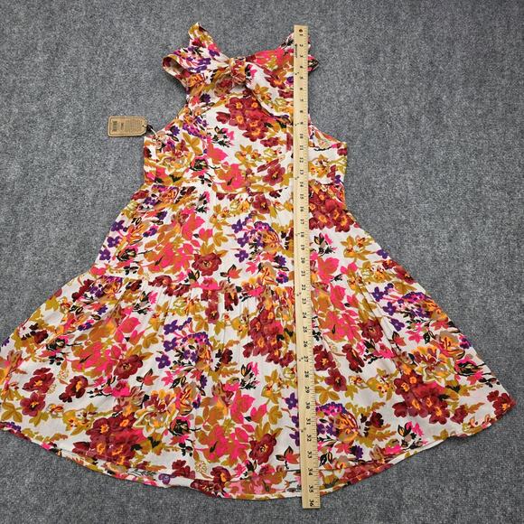Natural Life Dress Womens Small Colorful Floral Rayon Open Back Tie Bow Sundress - Picture 15 of 16